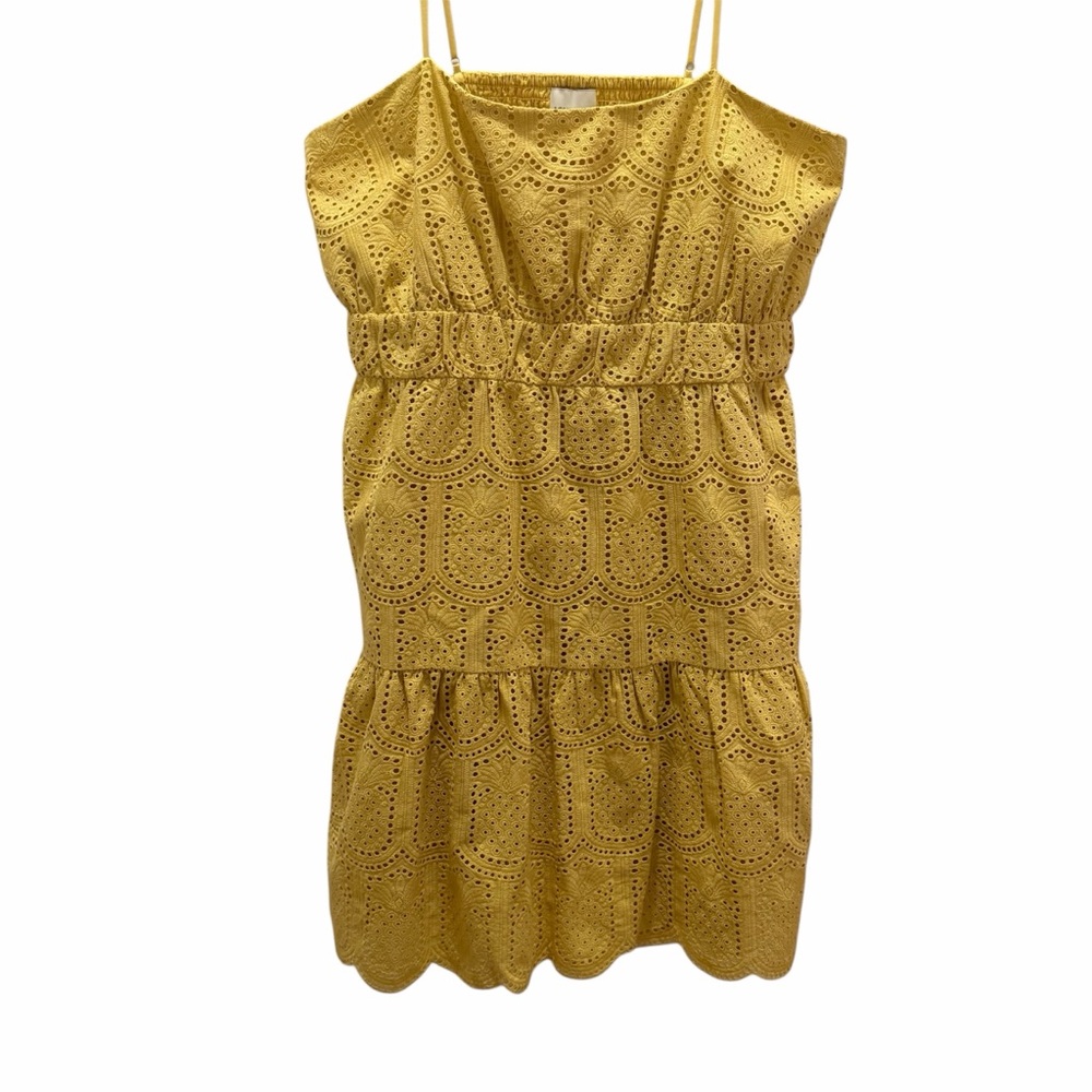 NWT Adelyn Rae Mustard Yellow Cotton Eyelet Mini Cami Dress Open Back XL - Picture 4 of 10
